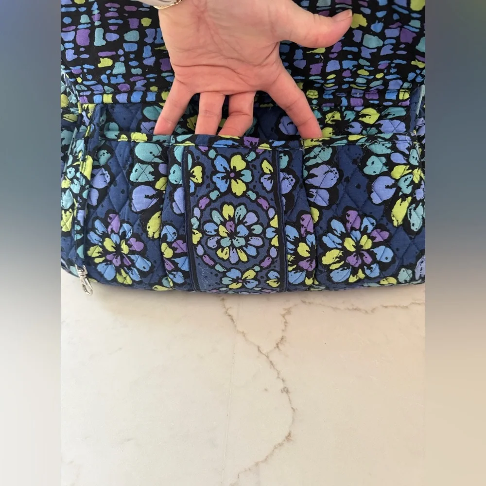 Vera Bradley Indigo Pop Quilted Diaper Bag Tote Blue Purple Green Shoulder Strap